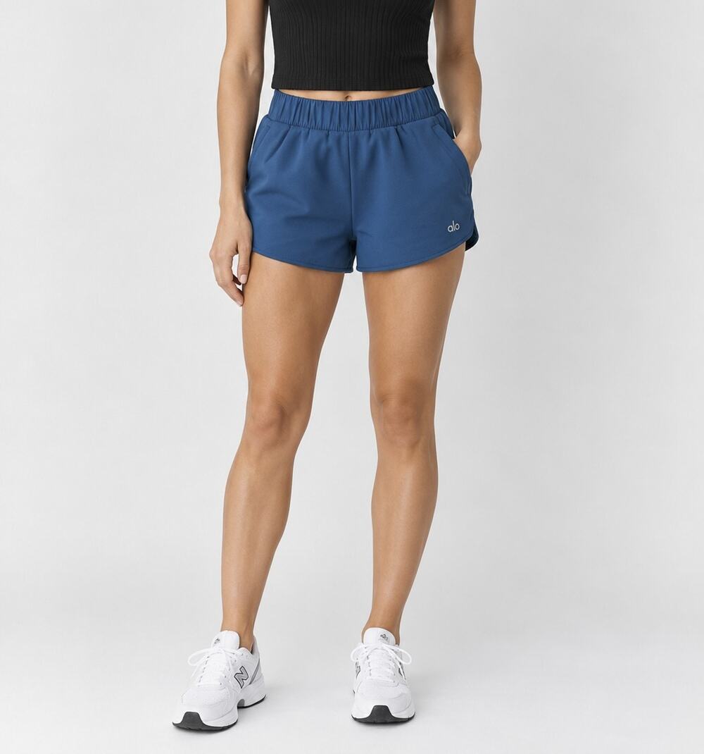 Alo Yoga In The Air Dolphin Shorts Blue Elastic Waist Athletic XXS
